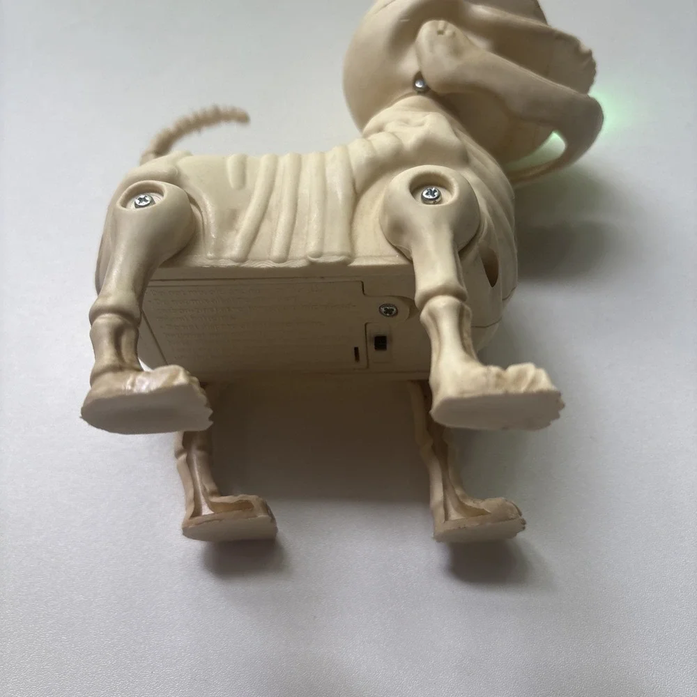 Small Skeleton Dog Animated Halloween Green Flashing Eyes Barking TESTED WORKS